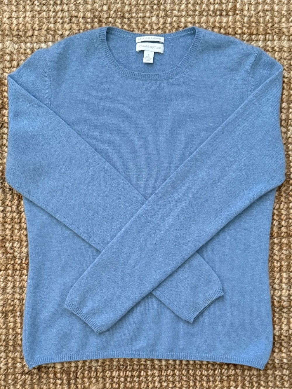 Charter Club 100% Cashmere Crewneck Sweater, Blue, Size Small